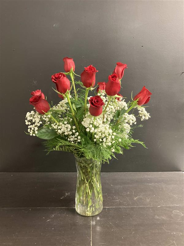 1 Dozen Red Roses Vased