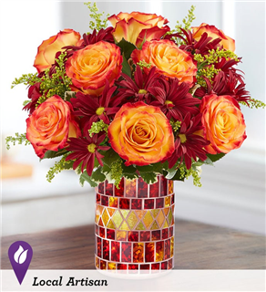 Amber Waves™ Mosaic Vase Flower Bouquet