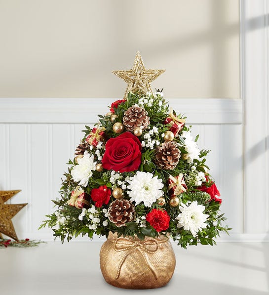 Holiday Flower Tree in Gold Sack