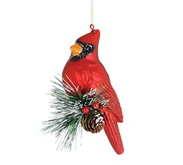 Red Cardinal Sitting on a Branch Ornament