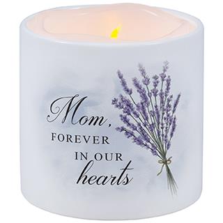 LED Candle with Ceramic Holder - Mom, Grandma, or Dad