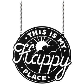 Happy Place Metal Garden Flag With Stand