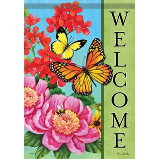Welcome with Butterfly Garden Flag With Stand