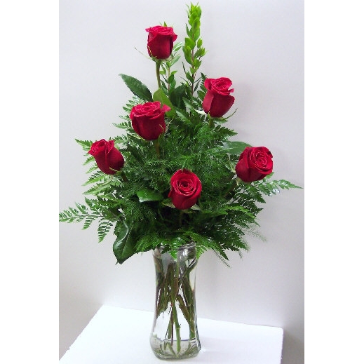 Classic Half Dozen Red Rose Vase