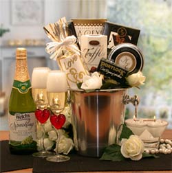 Romantic Evening For Two Gift Basket Flower Bouquet