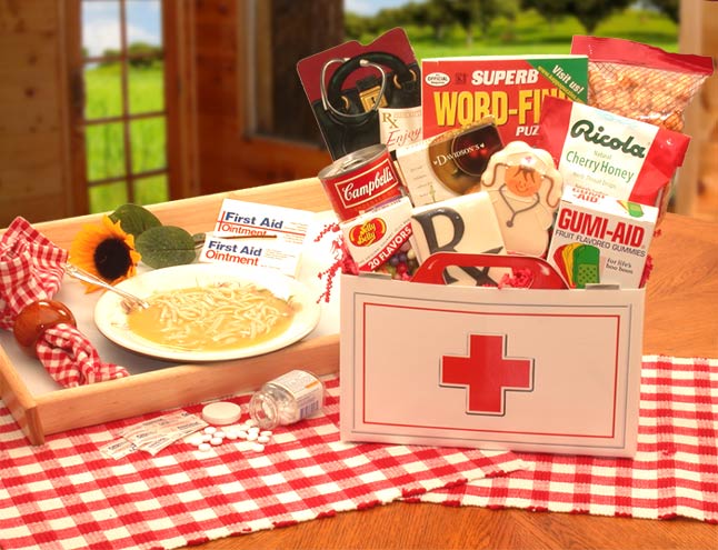 First Aid For The Ailing Get Well Gift Box Flower Bouquet