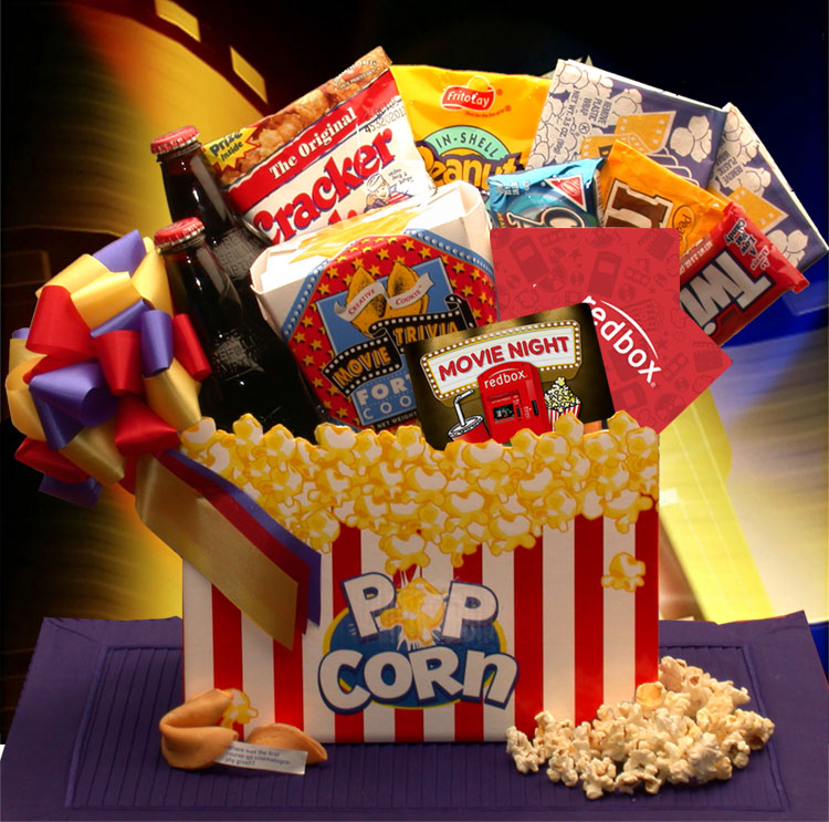 Movie Night Mania  Gift Box - with 10.00 Redbox Gift Card Flower Bouquet
