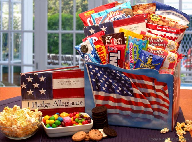 America The Beautiful Snack Gift Box Flower Bouquet