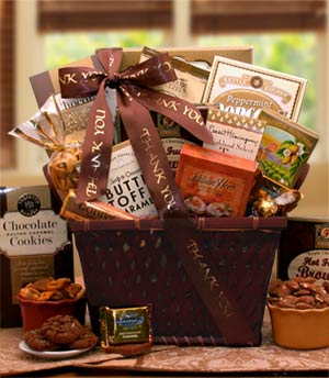 A Very Special Thank you Gourmet Gift Basket Flower Bouquet