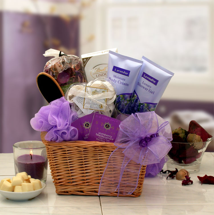 Lavender Relaxation Spa Gift Basket Flower Bouquet