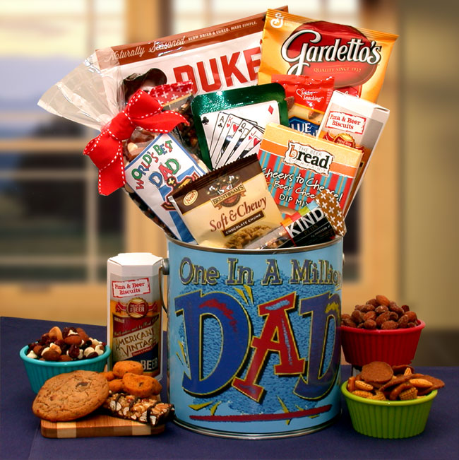 You're One In A Million Dad Premium Snacks & Nuts Gift Pail Flower Bouquet