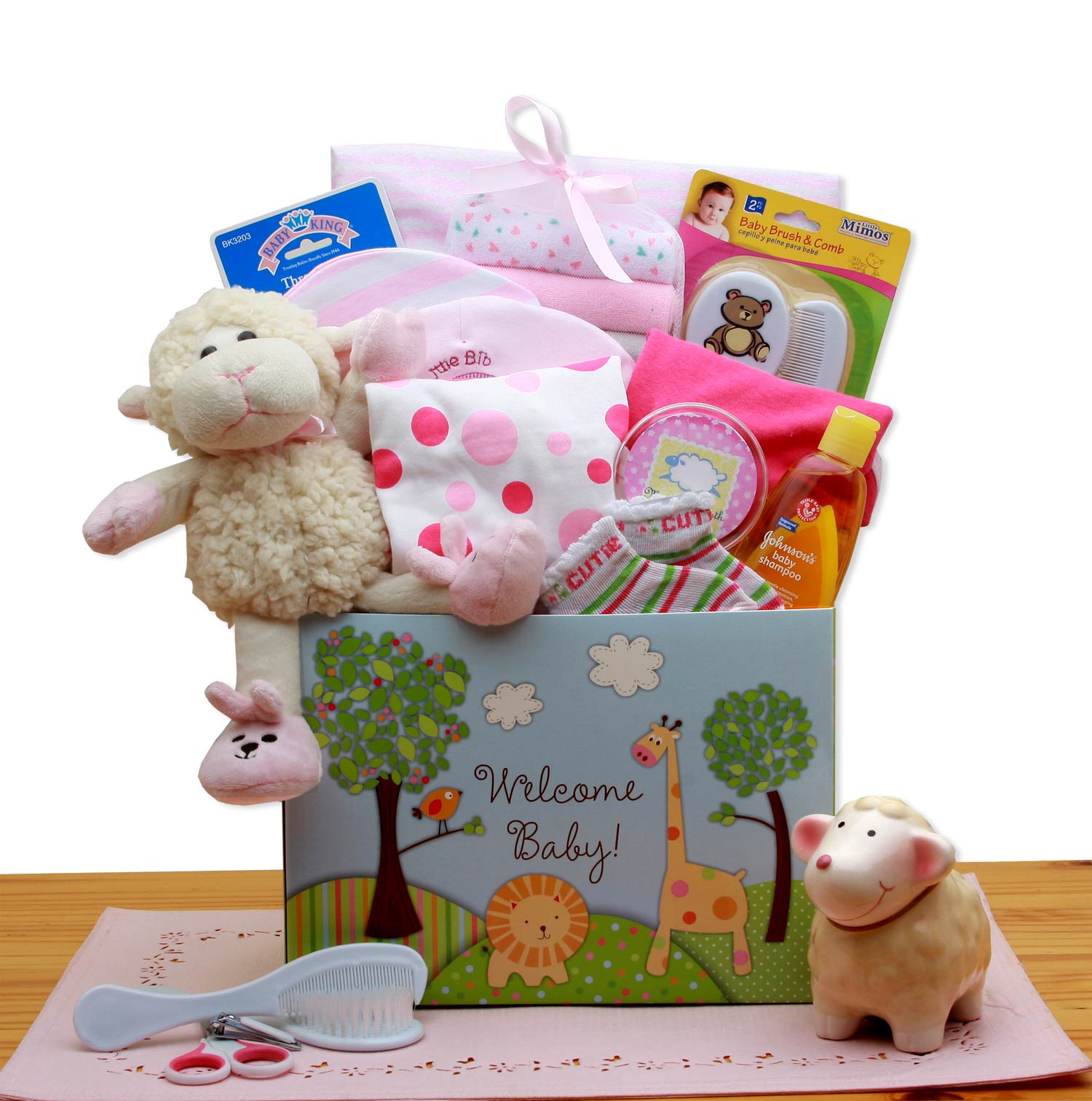 Welcome New Baby Gift Box - Pink Flower Bouquet