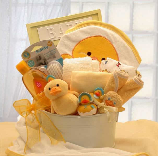 Bath Time Baby New Baby Basket-Yellow Flower Bouquet