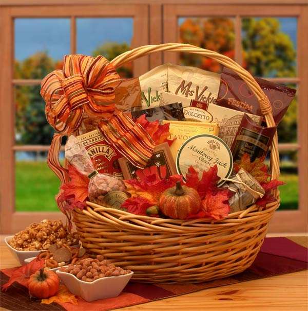 Shades of Fall Snack Gift Basket Flower Bouquet
