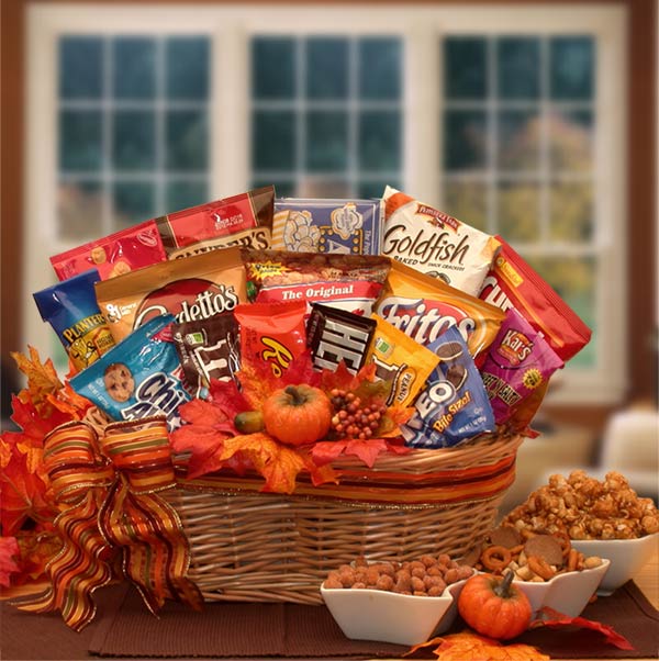 A Fall Snack Attack Gift Basket Flower Bouquet