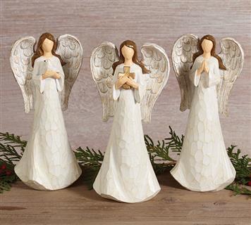 Figurine Carved Angels Flower Bouquet