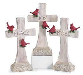 Shelf Sitter Cardinal Cross Flower Bouquet