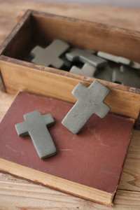 Hand Carved Stone Cross  Grey