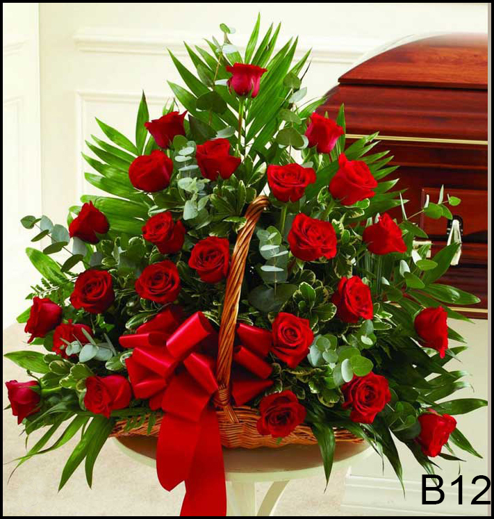 B12 All Red Rose Fireside Basket