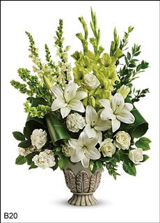 B20 All White Urn 2 Flower Bouquet