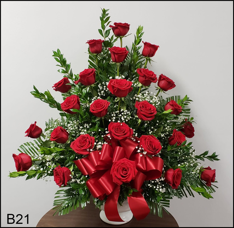 B21 All Red Rose Table Basket