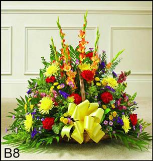 B8 Mixed Fireside  Basket Flower Bouquet