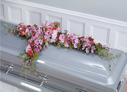 Pink cross casket spray Flower Bouquet