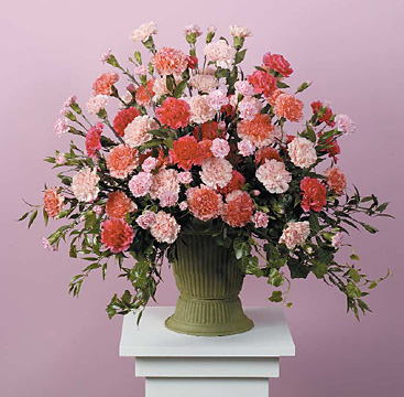 Full Carnation Mache Basket Flower Bouquet
