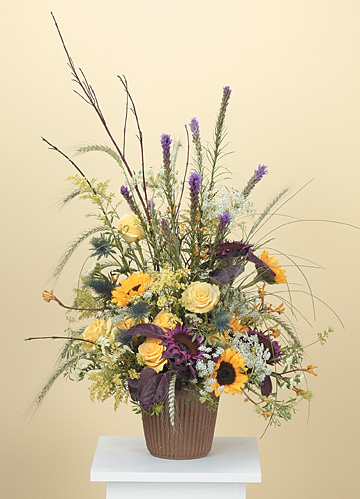 Harvest Tribute Mache Basket Flower Bouquet