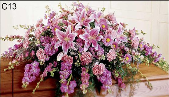 C13 Classic Lavender Casket Spray Flower Bouquet