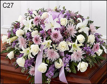 C27 Lavender and White Casket Spray Flower Bouquet