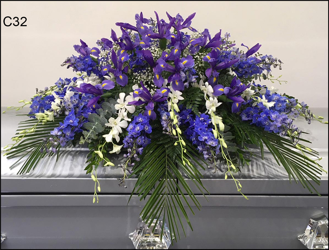 C32 Blue Passion Casket Spray Flower Bouquet