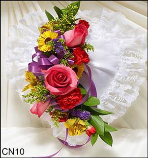 CN10 Satin Heart Pillow Flower Bouquet