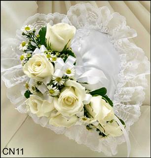 CN11 Satin Heart Pillow Flower Bouquet