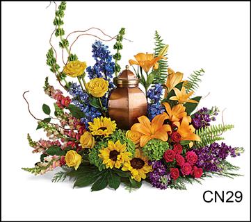 CN29 Classic Urn Scarf Flower Bouquet