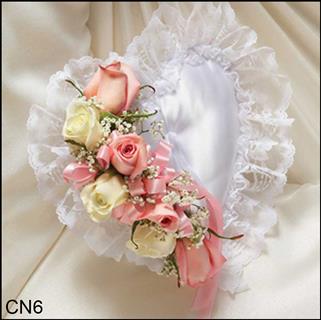 CN6 Satin Heart Pillow Flower Bouquet
