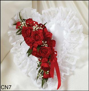CN7 Satin Heart Pillow Flower Bouquet