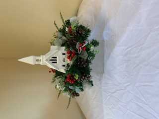 Church with Silk Wrap Flower Bouquet