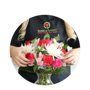 Florist's Choice for Valentine's Arrangement: colours and flowers vary