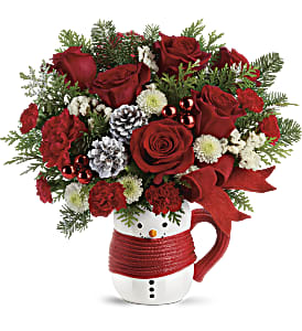 Send a Hug Snowman Mug Bouquet Flower Bouquet