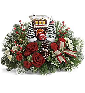 Thomas Kinkade's Festive Fire Station Bouquet
