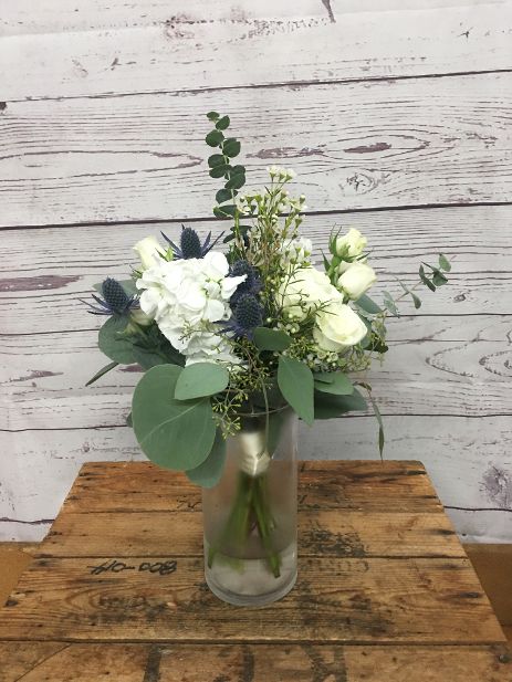 Natural Navy, White and Dusty Blue Wedding Flowers