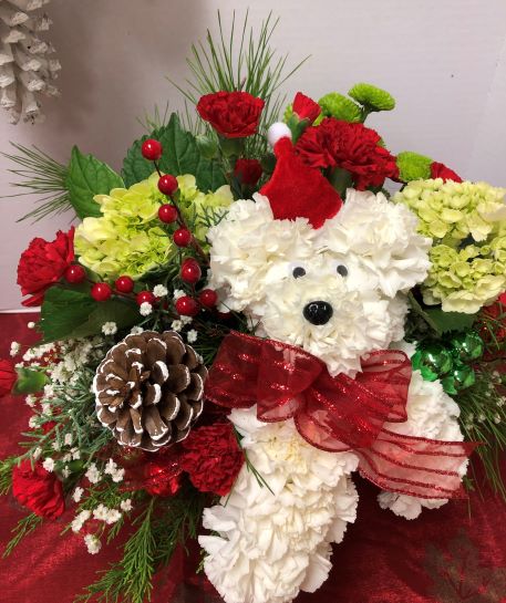 Santa Doggie Treat Flower Bouquet