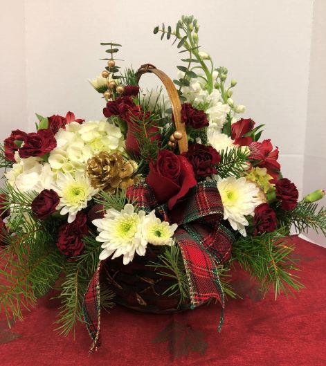 Stylish Holiday Basket Flower Bouquet