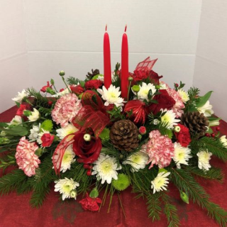 Family Christmas Centerpiece with Candles