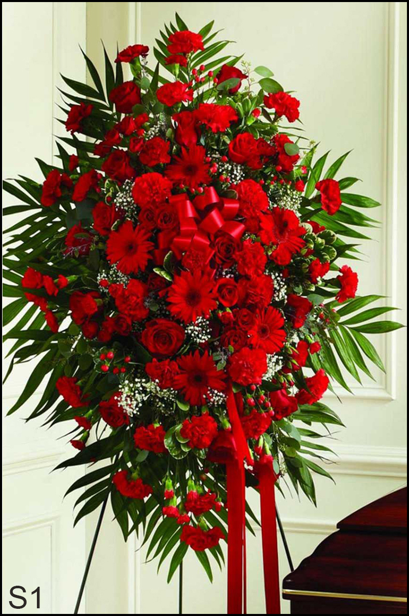 S1 Standing All Red Spray Flower Bouquet