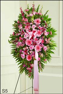 S5 Pink and White Standing Spray Flower Bouquet