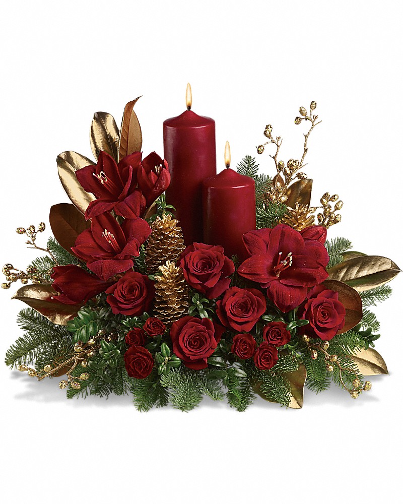 Candlelit Christmas Flower Bouquet