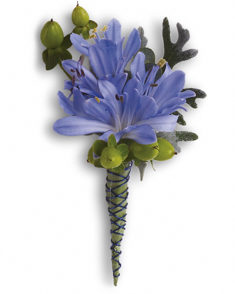 Bold in Blue Boutonniere