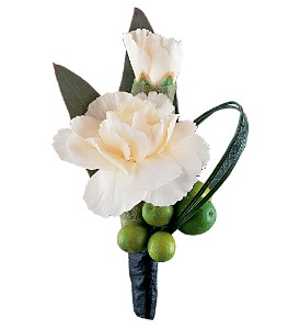 White Carnation & Foliage Boutonniere